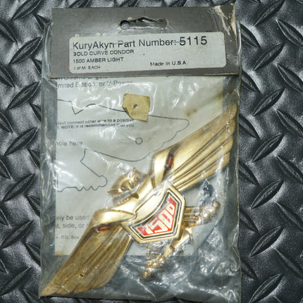 Kuryakyn 5115 Gold Curve Condor 1500 Amber Light – Vintage Emblem Badge