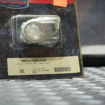 Kuryakyn 1590 Throttle Cable Clamp – Chrome – Fits 1” Handlebars with Dual Cable Routing