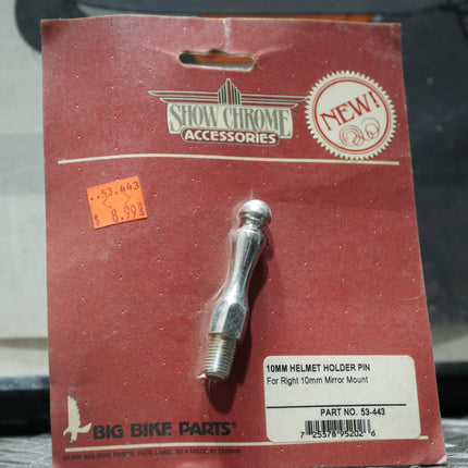 Show Chrome 53-443 10mm Helmet Holder Pin – For Right Side Mirror Mount – Universal Fitment