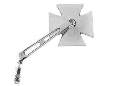 Chrome Maltese Iron Cross Motorcycle Mirror Slotted Stem Universal Custom Build photo 1