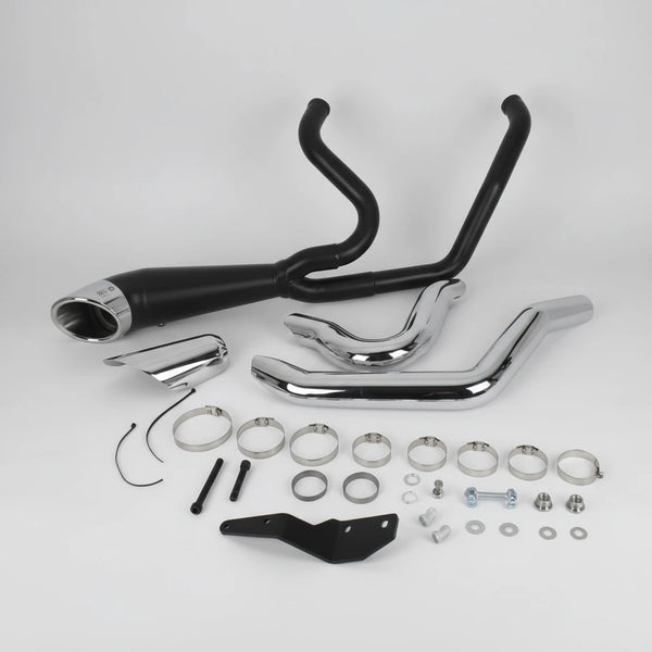 V-Twin 2-Into-1 Slash Cut Exhaust Header Black Harley Touring M8 2017–2020