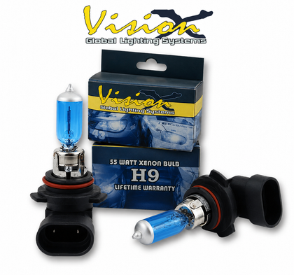 Vision Global Lighting Systems H9 55W Xenon Headlight Bulbs Pair Super White Blue photo 1