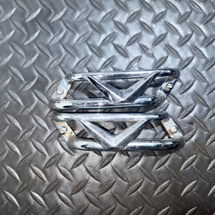Harley V Logo Chrome Wing Side Cover Guard Rails Set OEM Pair