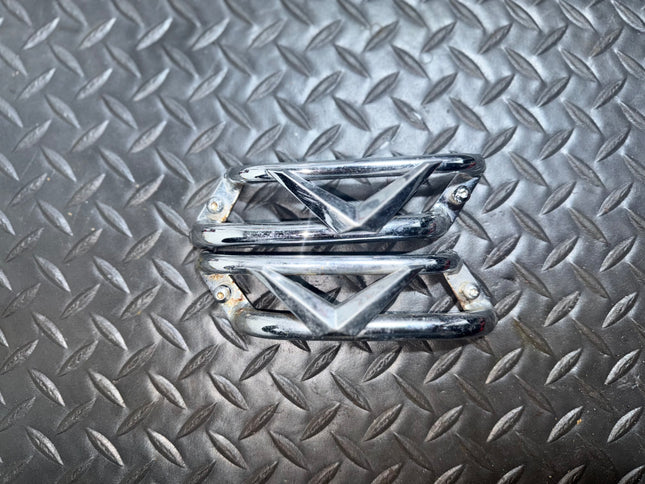 Harley V Logo Chrome Wing Side Cover Guard Rails Set OEM Pair