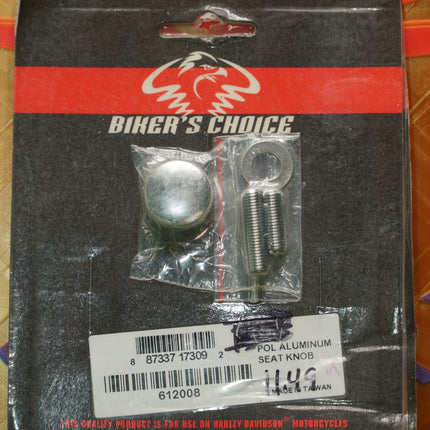 Bikers Choice 612008 Seat Knob 1/4-28 Polished Aluminum Harley Mount Bolt