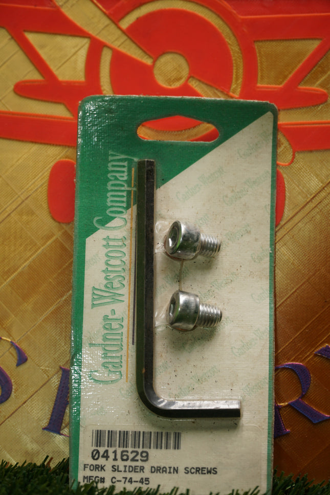 Gardner Westcott Fork Drain Screws Harley FLH 77-Up FXWG 80-Up Chrome