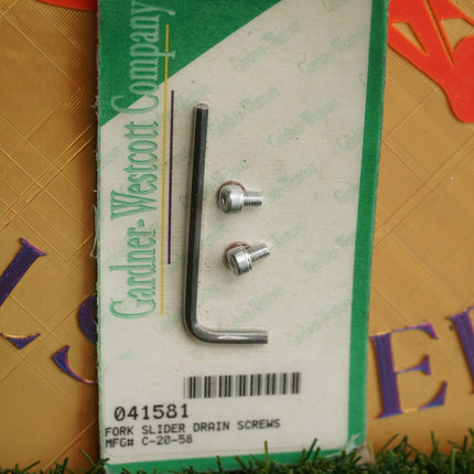 Gardner Westcott Chrome Fork Drain Screws C-20-58 Harley XL FXR 73-22