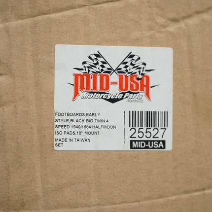 Harley Big Twin Black Half-Moon Footboards Harley Big Twin 4-Speed 1940-1984 NIB