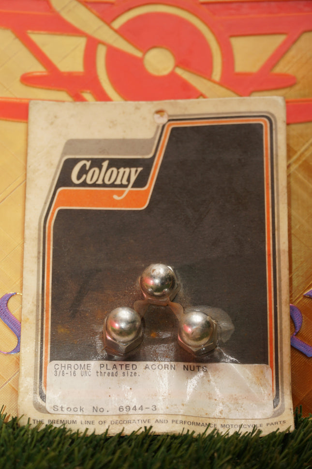 #6944-3 3/8-16 UNC Chrome Plated Acorn Nuts - 3 Pack Colony Machine