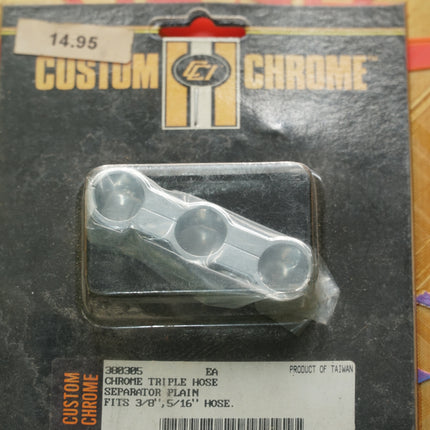 Chrome Triple Hose Separator 3/8 5/16 Harley Davidson Chopper Custom