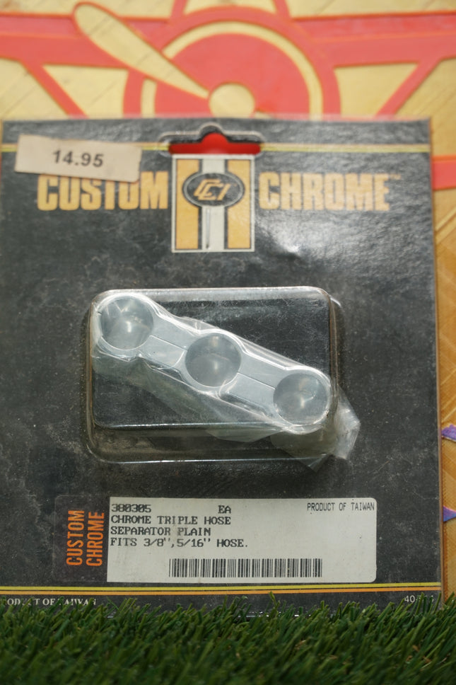 Chrome Triple Hose Separator 3/8 5/16 Harley Davidson Chopper Custom