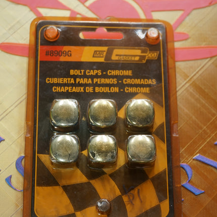 8909G MR GASKET CHROME BOLT CAPS FITS 5/8,16MM,17MM BOLT HEADS