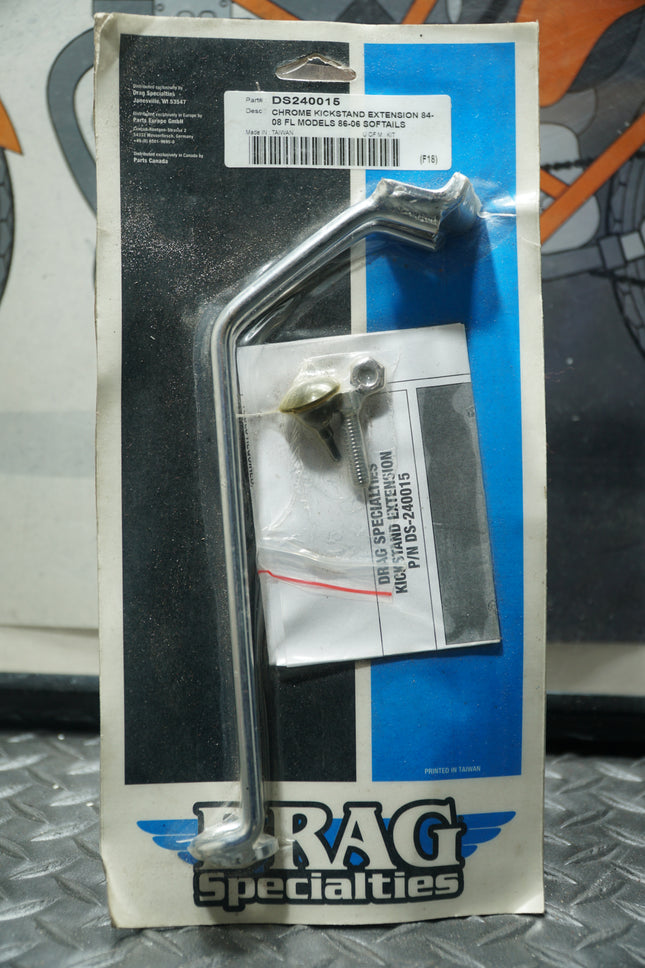 Drag Specialties DS-240015 Chrome Kickstand Extension – Fits Harley-Davidson Touring & Softail Models (1984–2006)