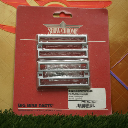 New Universal Motorcycle Chrome Running Light Grille Set | Show Chrome 2-223