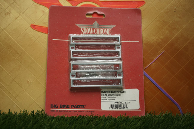 New Universal Motorcycle Chrome Running Light Grille Set | Show Chrome 2-223