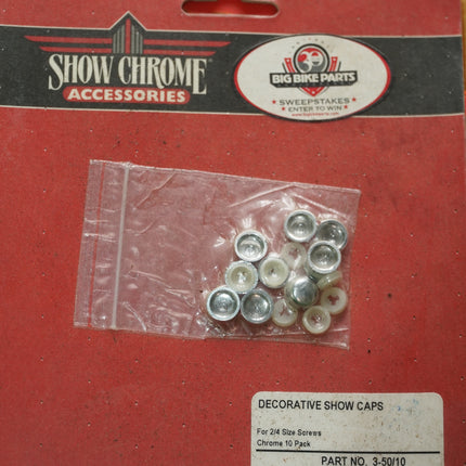 10-Pack Chrome Decorative Screw Head Cover Caps | Show Chrome 3-50/10 NOS