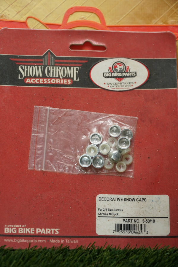 10-Pack Chrome Decorative Screw Head Cover Caps | Show Chrome 3-50/10 NOS