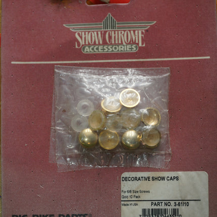 10-Pack Gold Decorative Screw Head Cover Caps | Show Chrome 3-61/10 NOS Set