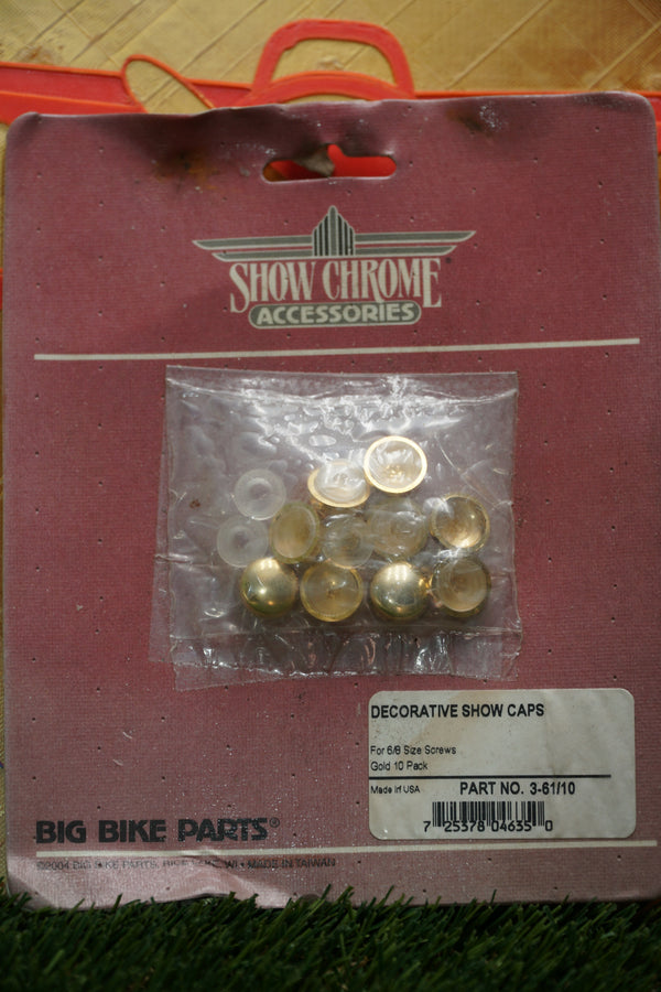 10-Pack Gold Decorative Screw Head Cover Caps | Show Chrome 3-61/10 NOS Set