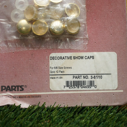 10-Pack Gold Decorative Screw Head Cover Caps | Show Chrome 3-61/10 NOS Set