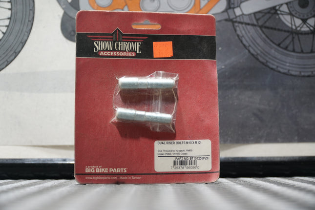 Show Chrome B7101255PZ8 Dual Riser Bolts M10 x M12 – Fits Kawasaki VN800, VN900, VN1500 Classic