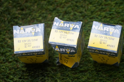 3-Pack Narva 49531 S2 12V 35/35W BA20d Headlight Bulbs Vintage Germany Lot photo 2