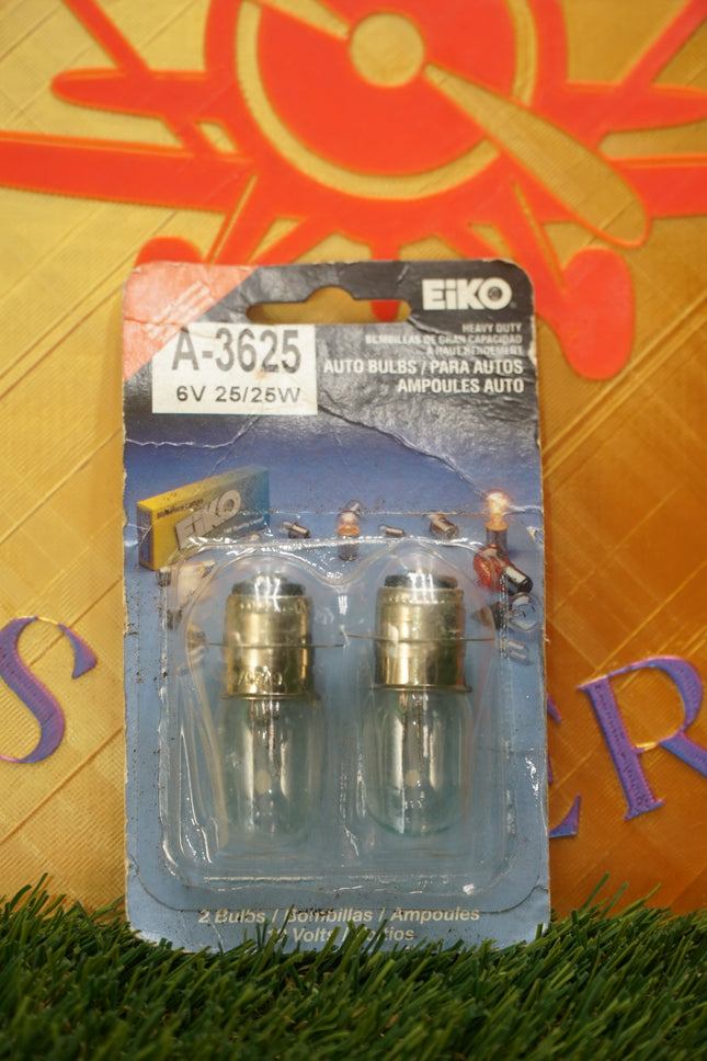 EiKO A-3625 6V 25/25W BA20d Heavy Duty Motorcycle Scooter Headlight Bulbs Pair
