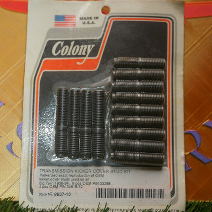 Colony Parkerized Transmission Kicker Cover Stud Kit Harley Big Twin 9637-13