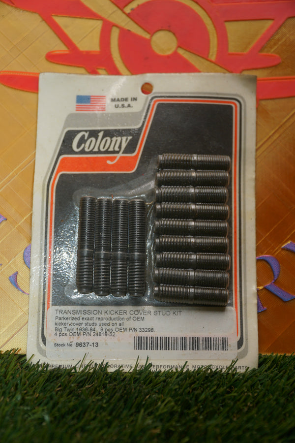Colony Parkerized Transmission Kicker Cover Stud Kit Harley Big Twin 9637-13