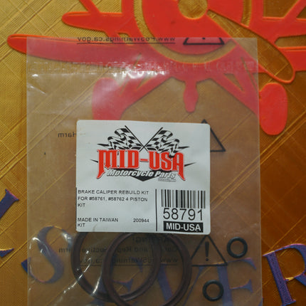 New Mid-USA 4 Piston Brake Caliper Rebuild Kit Fits 58761 58762 Harley 58791