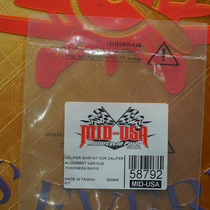New Mid-USA Harley Brake Caliper Alignment Shim Spacers Set 6 Pack 58792