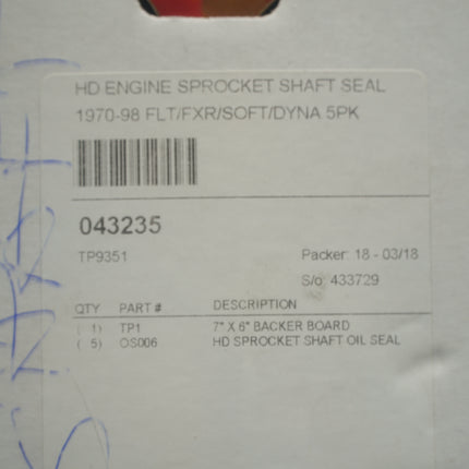 Twin Power Engine Sprocket Shaft Oil Seal 5 Pack Harley Evo Shovelhead 043235