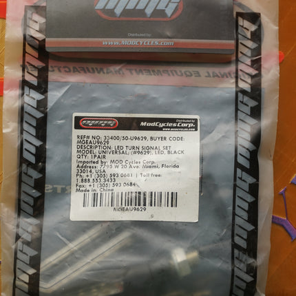 ModCycles Universal Black LED Turn Signal Indicator Light Set MGEAU9629 Pair NOS