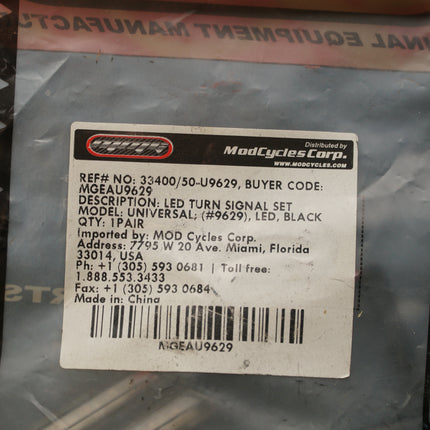 ModCycles Universal Black LED Turn Signal Indicator Light Set MGEAU9629 Pair NOS