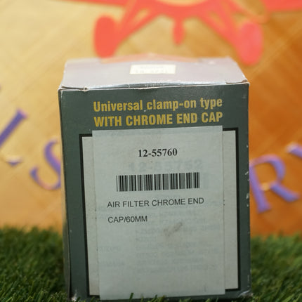 Emgo 60mm Pod Air Filter 12-55760 Universal Clamp-On Chrome End Cap New NOS