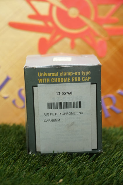 Emgo 60mm Pod Air Filter 12-55760 Universal Clamp-On Chrome End Cap New NOS photo 1