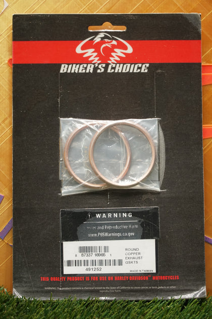 Harley Shovelhead Panhead Copper Exhaust Gasket Pair 1948-1984 Biker Choice 491252 photo 1