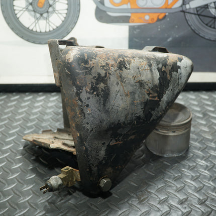 1979–81 Harley Sportster Ironhead Oil Tank w/ Battery Tray – Clean Inside