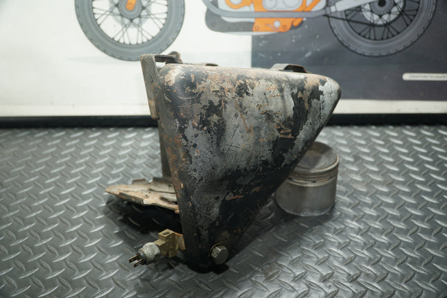1979–81 Harley Sportster Ironhead Oil Tank w/ Battery Tray – Clean Inside
