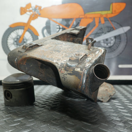 1979–81 Harley Sportster Ironhead Oil Tank w/ Battery Tray – Clean Inside