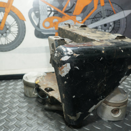 1979–81 Harley Sportster Ironhead Oil Tank w/ Battery Tray – Clean Inside