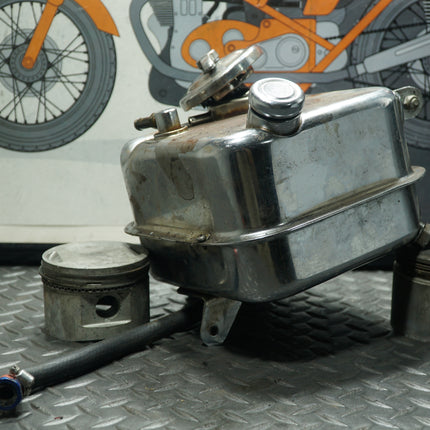 OEM Harley Shovelhead Super Glide Oil Tank – Clean Inside, Cosmetic Wear