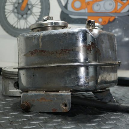 OEM Harley Shovelhead Super Glide Oil Tank – Clean Inside, Cosmetic Wear