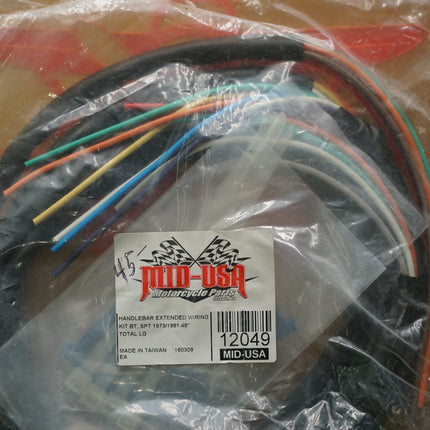 Mid-USA Harley Extended Handlebar Wiring Kit +12" 12049 1973-1981 NOS