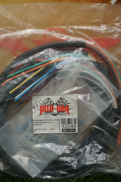 Mid-USA Harley Extended Handlebar Wiring Kit +12" 12049 1973-1981 NOS photo 3