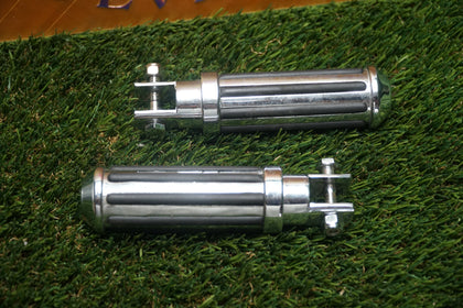 Chrome Ribbed Female Mount Footpegs Pair Harley Custom Bobber Chopper Used photo 1