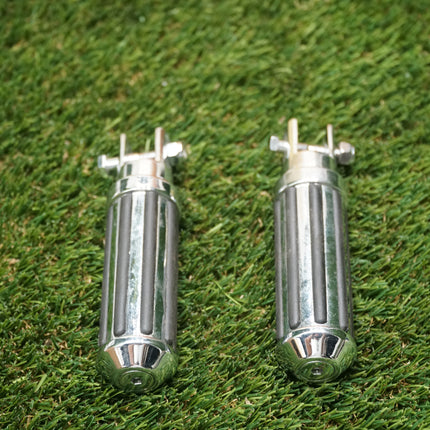 Chrome Ribbed Female Mount Footpegs Pair Harley Custom Bobber Chopper Used