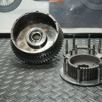 1981–84 Harley Sportster Ironhead Clutch Basket Hub + 2 Pressure Rings OEM