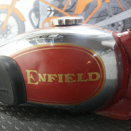 1990s Royal Enfield Chrome Red Gas Tank w/ Cap OEM Vintage
