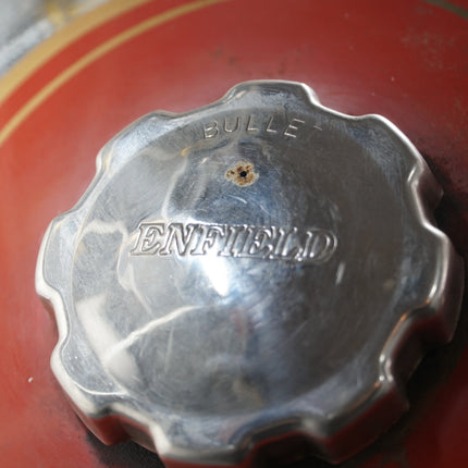 1990s Royal Enfield Chrome Red Gas Tank w/ Cap OEM Vintage
